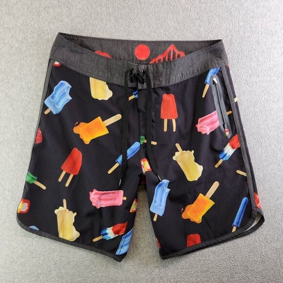 Kavu Other - Kavu Board Shorts Mens M Black Ice Cream Popsicle Sunglass Loop Zip Pocket